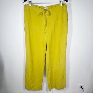 ColdWater Creek Yellow Silk Linen Wide Leg Pants Size 1X 18 Drawstring Natural
